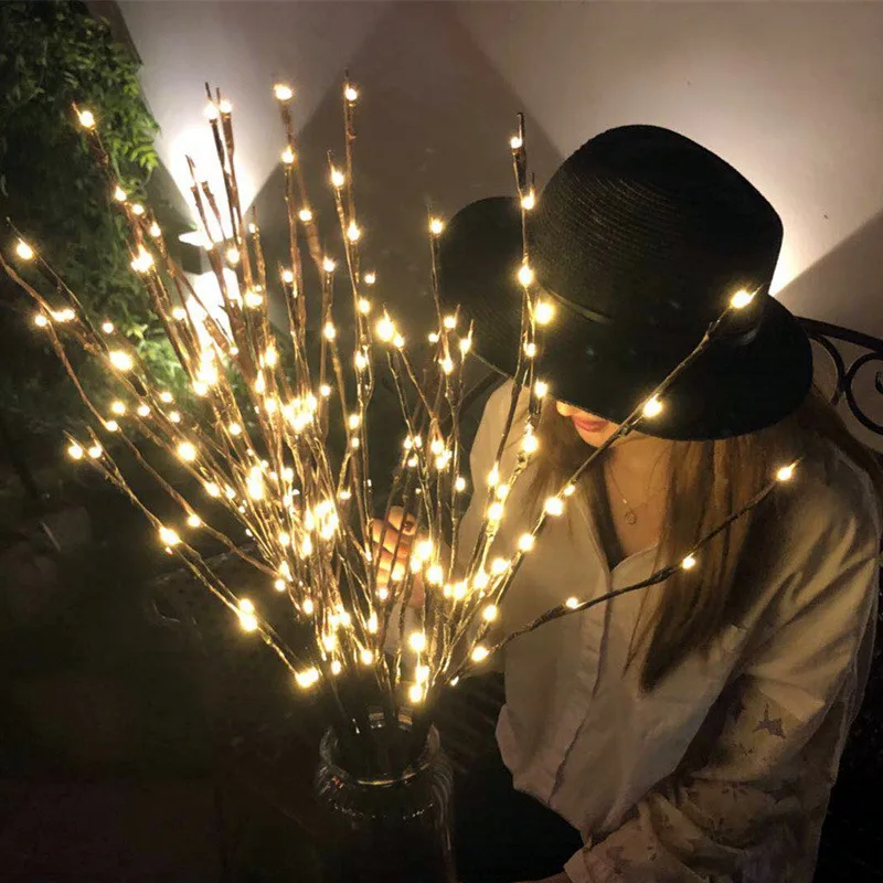 

Christmas Decorations: Illuminate Your Home with Creative Willow Twig Branch Lights, Featuring 20 Leds for a Festive Ambience