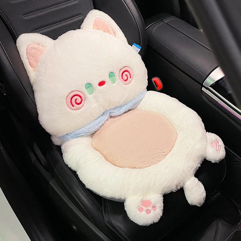 Новинка 2023, дизайнерская плюшевая подушка Creatvie с милым котом, Всесезонная универсальная подушка на талию, подушка для автомобильного сиденья, украшение для интерьера автомобиля