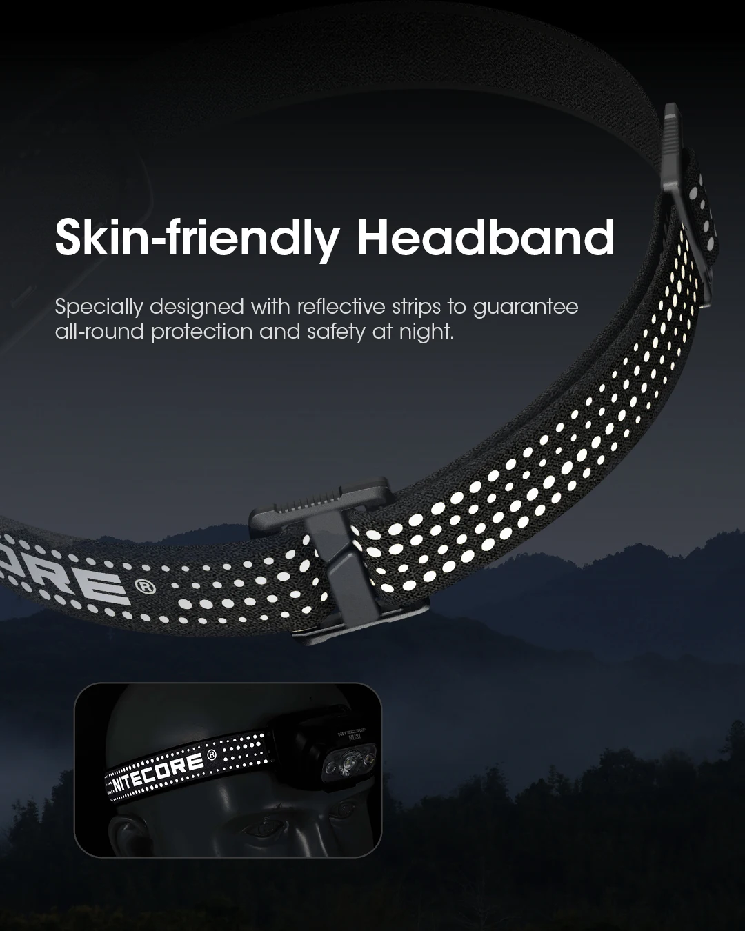 NITECORE NU31 USB-C Rechargeable Headlamp 550 Lumen Trail Running Fishing Trekking Headlight Work Light, Built in Li-ion Battery