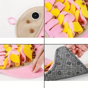 Baisher Suede Cat Snuffle Mat, Interactive Slow Feeder Fish Puzzle Toy, Durable Enrichment Mat for Cats, Machine Washable Fu 3