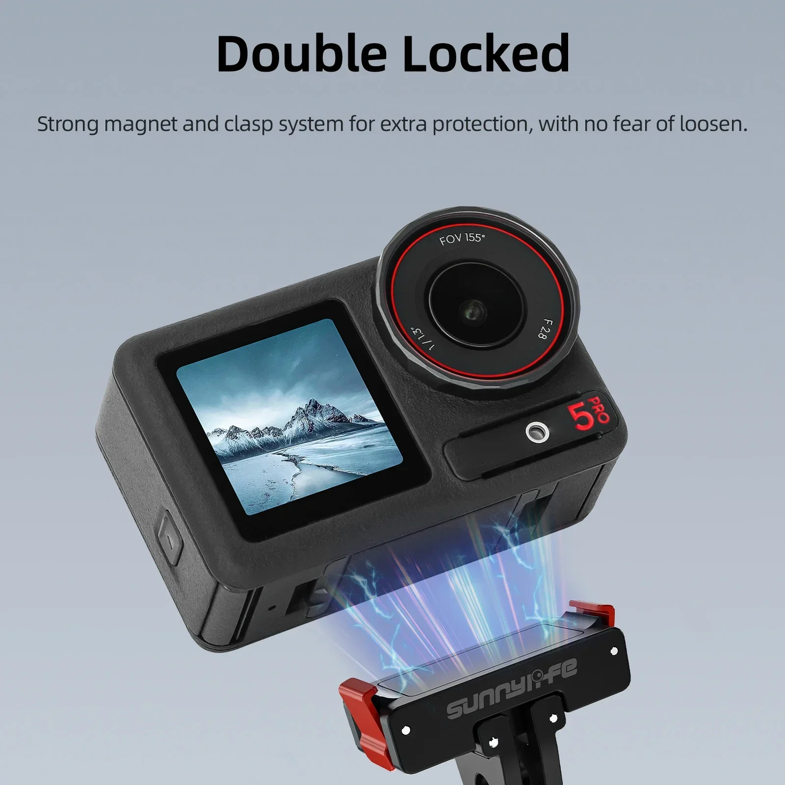 Sunnylife Magnetic Quick Release Adapter Bracket Holder 1/4 Interface Mount for DJI Action 5 Pro/Action 4/3/2 Camera Accessories action camera accessory action camera holder action camera mount
