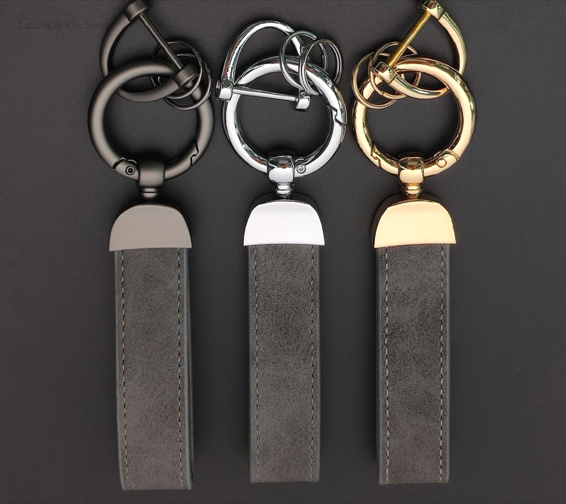 Personalized Crazy Horse Leather Car Ornament Keychain Pendant Charm Gift
