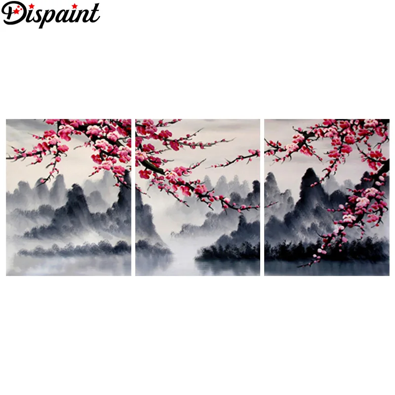 Dispaint 5D Diamond Painting Full Drill Diamond Ricamo "Scenery Mountain Flower" Immagine Di Strass Fatti A Mano Home Decor