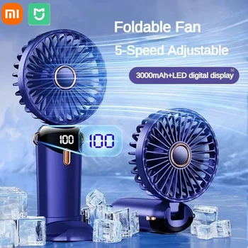 Xiaomi Mini ventilatore portatile appeso al collo Ventilatore portatile pieghevole ricaricabile USB a 5 velocità con schermo di visualizzazione del supporto del telefono Nuovo dispositivo di raffreddamento 1