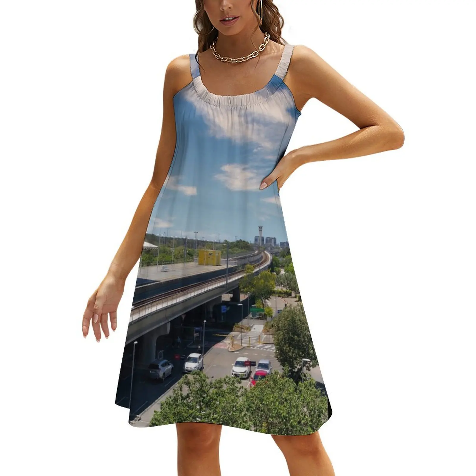 

Brisbane Airport Train Tracks Beach Sling Skirt loose women's dress women's summer jumpsuit