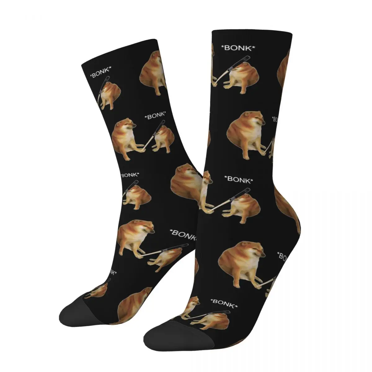 

Autumn Winter Crazy Design Men's Women's Bonk Dog Meme Joke Socks Go to Horny Jail Sweat Absorbing Basketball Socks