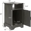Nightstand Set of 2, Grey End Table with Charging Station, Tall Farmhouse Bedside Table with Large Storage and Shelf 2