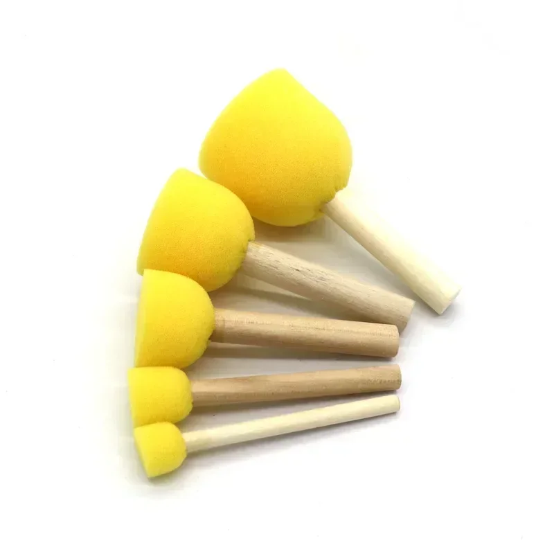 4/5pcs/set Sponge foam brush diy toy materials Sponge brush with wooden handle for children art painting 2