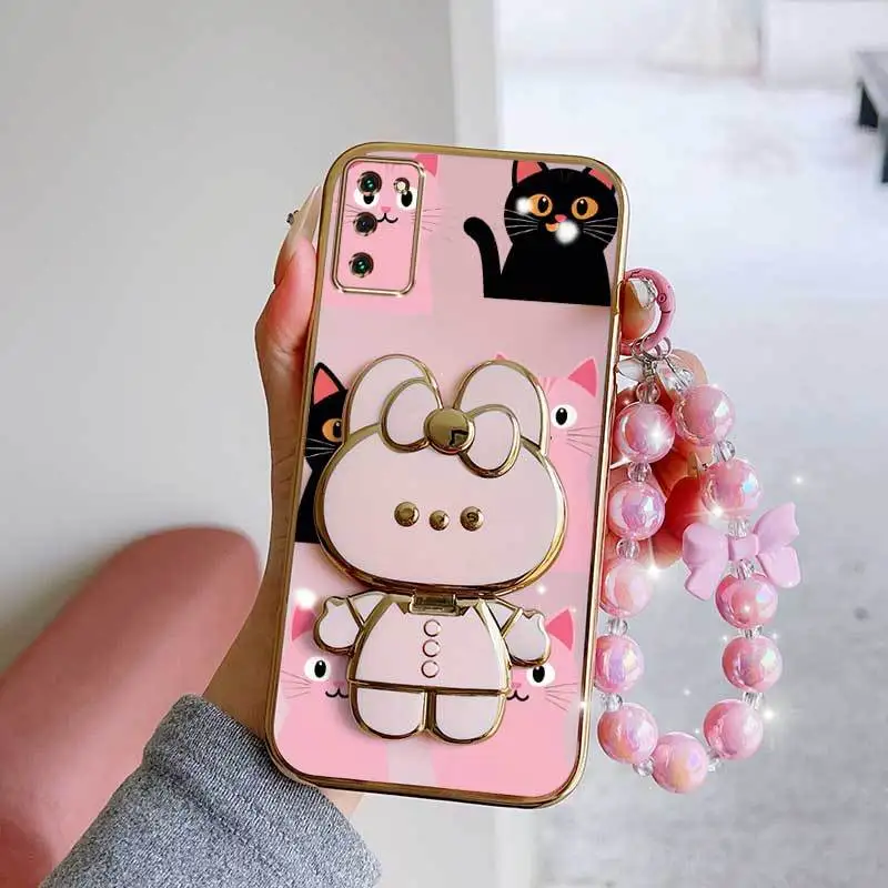 Lovely Heart Phone Case Set with Lanyard and Rabbit Stand