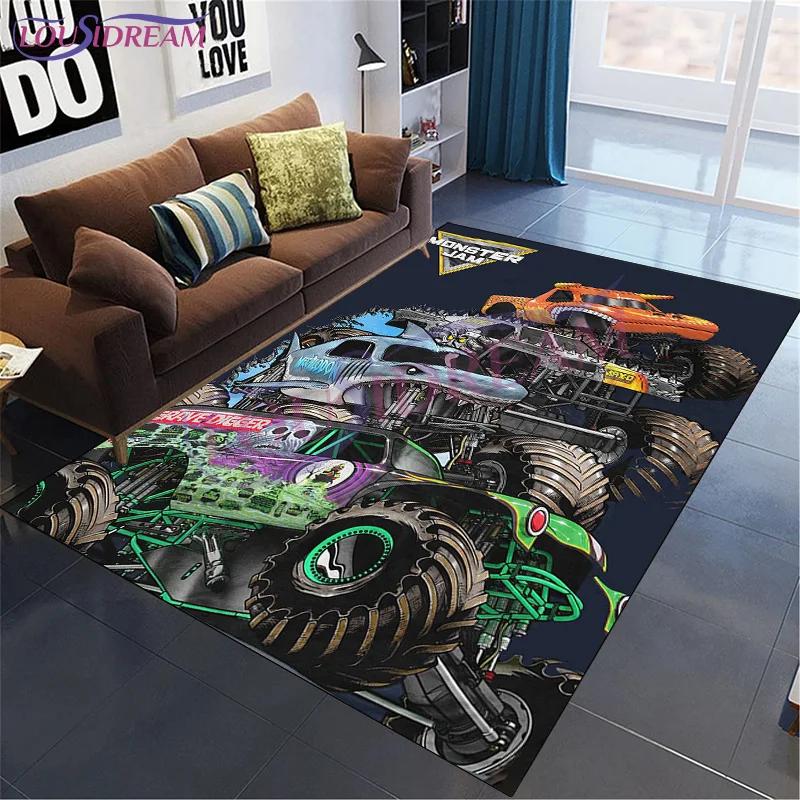 Monster Truck Carpet Modern Home Square Flanella Carpet Thrill Game Monster Jam Tappetini Decorativi Soggiorno Camera Da Letto Tappeto