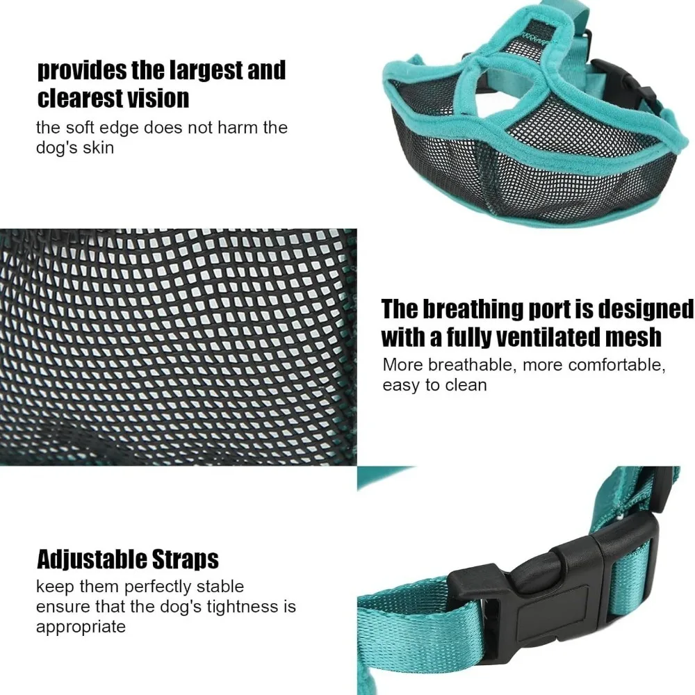 Adjustable Dog Muzzle Breathable Mesh, Soft Anti-Bite Chew Proof Mask for Barking Training & Grooming