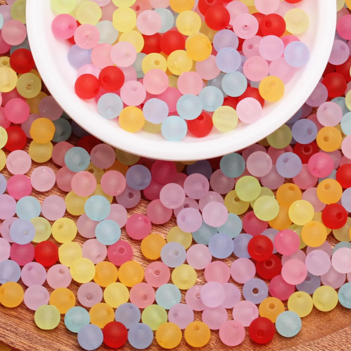 500g/pack 6mm/8mm/10mm Acrylic Round Candy Color Frosting Beads ForDIY Jewelry Making Findings Accessories Crafts