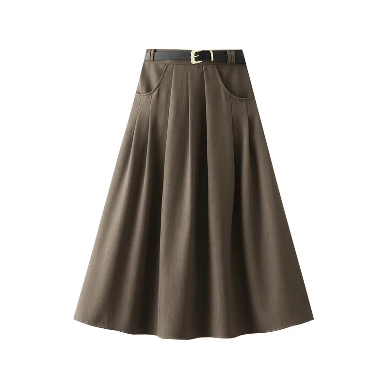 

Summer A-line Skirts Women Elegant Office Streetwear Simple College Style Lady Solid All-match Temperament Chic Skirt New