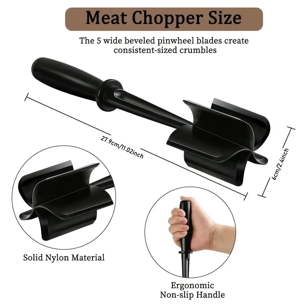 Non-stick meat slicer 1 piece heat-resistant masher for ground beef potatoes easy mixing kitchen and home use