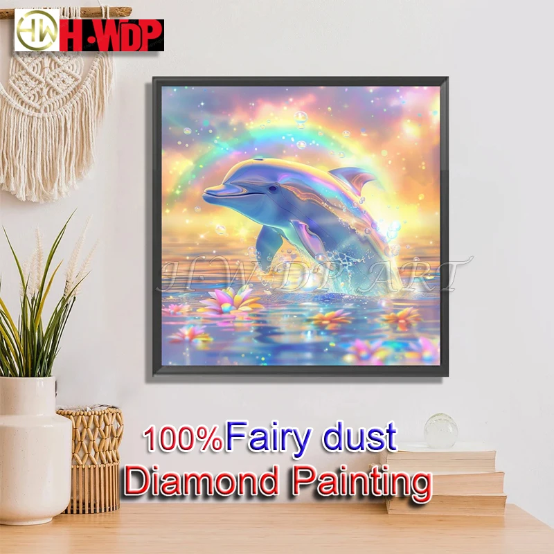 Dolphin Fairy Dust Diamond Painting Kit Full Square Diamond Embroidery Cross Stitch Gift AB Art Crystal Home Docer diamond painting diamond painting accessories painting set