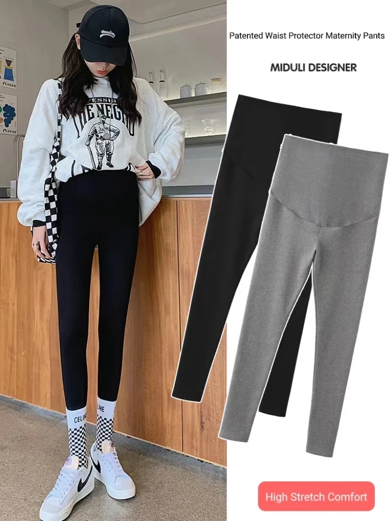 Maternity High Waist Adjustable Large Size Leggings New Maternity Pants Leggings Maternity Soft Cotton Trousers Bottoms 2