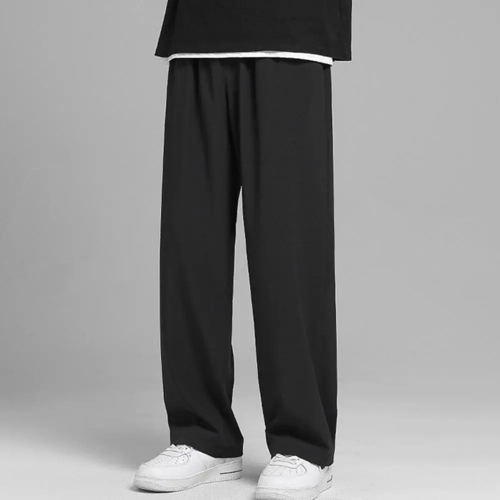 

Men Pants Trendy Sports Trousers Solid Color Pockets Men Trousers Breathable Lace-up Draped Pants