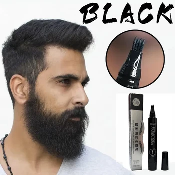 Beard Pen Barber Pencil Facial Hair Styling Eyebrow Tool Mustache Repair Waterproof Coloring Tools Men's Cosmetics Beard Filler 1