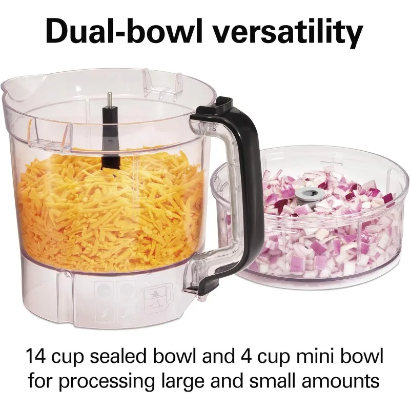 Hamilton Beach Stack & Snap Food Processor and Vegetable Chopper, BPA Free, Stainless Steel Blades, 14 Cup + 4-Cup Mini Bowls 2