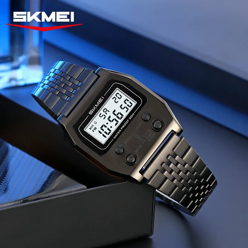 Mens Wristwatches Stainless Steel Sport Luxury Retro LED Electronic Waterproof Digital Watch For Men Reloj Hombre_voghion.com