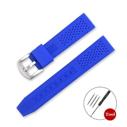 Breathable Silicone Waterproof Watchband Replacement Strap - 22mm (Blue)