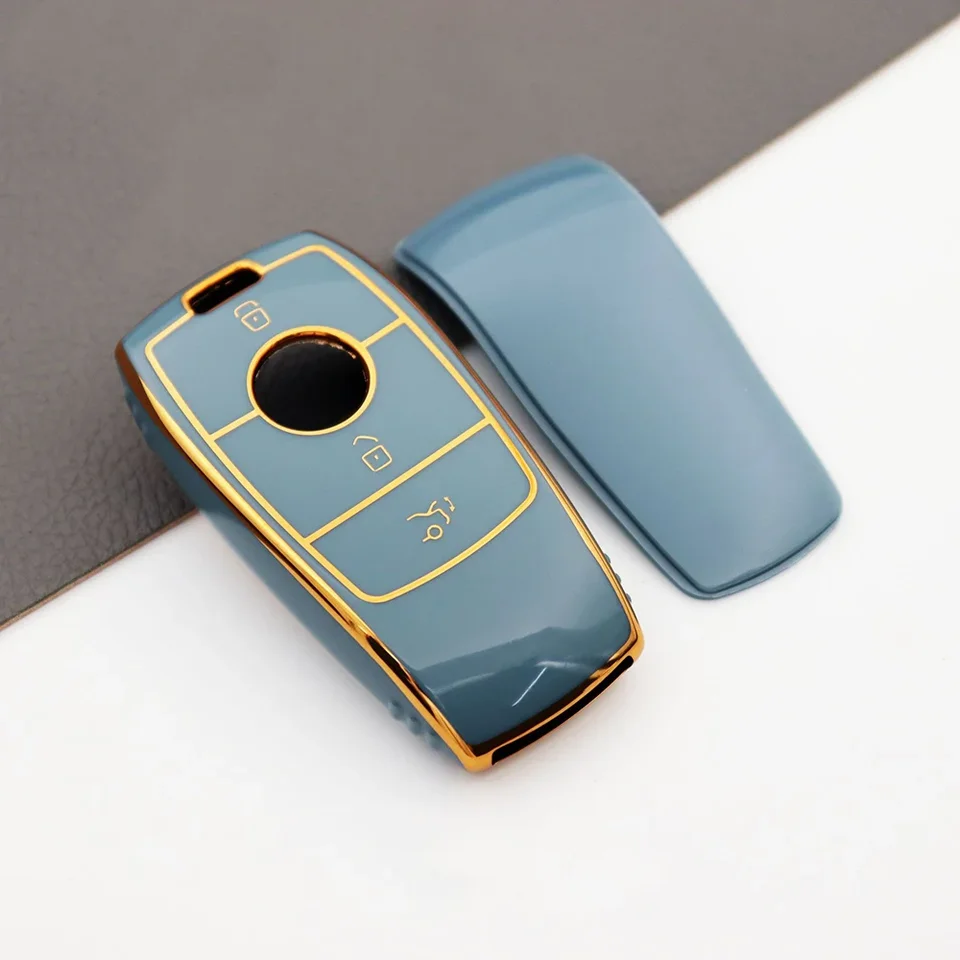 Custodia Protettiva In TPU Per Chiave Mercedes – Cover 360° Con Portachiavi, Colore Blu (adatta Per A, C, E, S, GLC, AMG E Altri)