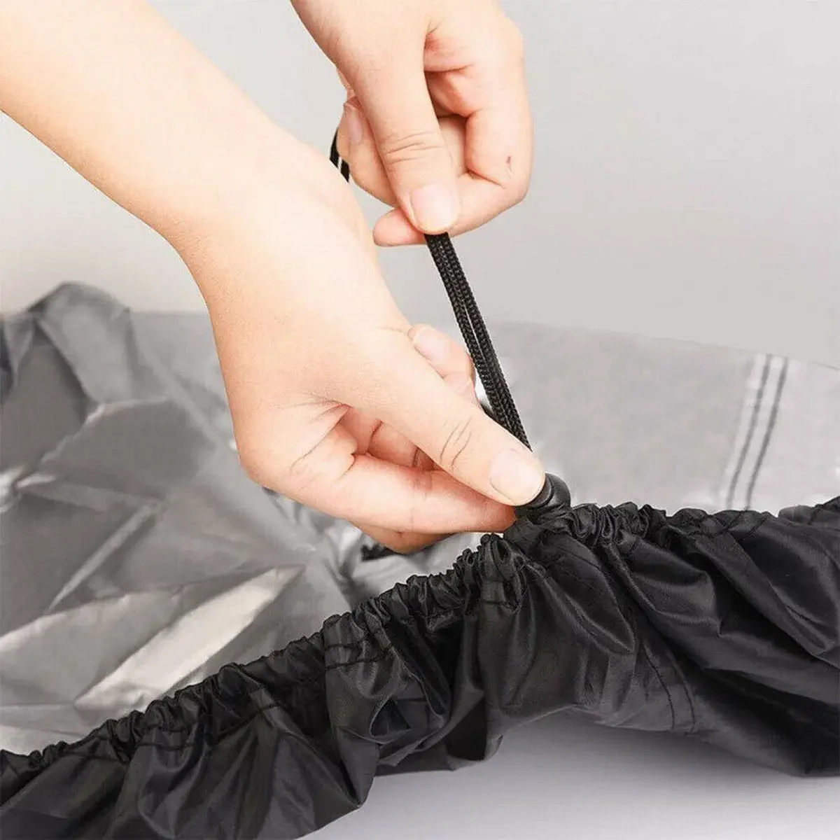 XS-XXXL Super Heavy Grill Cover Outdoor Garden Waterproof Grill Cover Black Portable Oxford Cloth Wear-resistant BBQ Cover 5