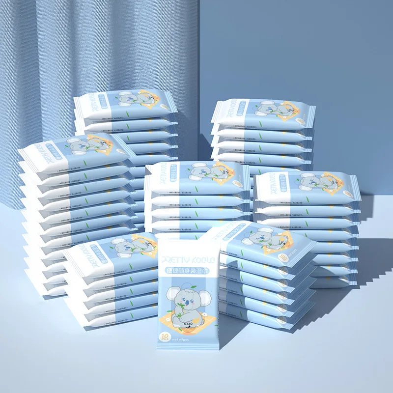 5 Packs Factory WET Wipes 10 Pumps Baby Hand Mouth Children's Special Wet Wipes for One-time Cleaning