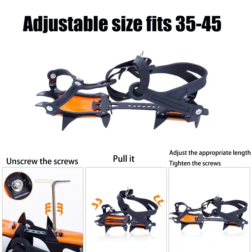 12/10 Teeth Ice Snow Grips for Boots Anti-slip Covers for Shoes Outdoor Ice Crampons Professional Stainless Steel Shoe Spikes - Image 2