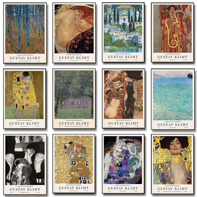 Classic Gustav Klimt Floral Exhibition Posters Nouveau Prints Klimt