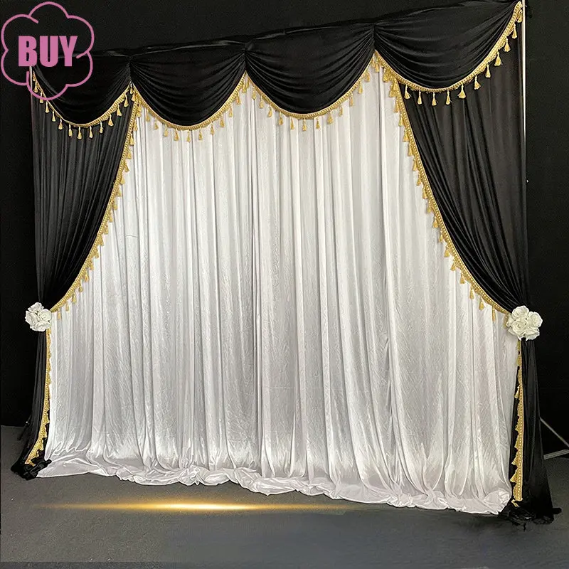 Modern Curtains For Living Dining Room Bedroom Background Black And White Curtain Decoration Soft Layout Customization