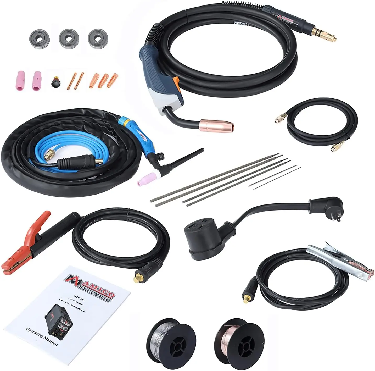 Welding Machine 205 Amp MIG/TIG-Torch/Stick Arc Combo Welder, Weld Aluminum(MIG) 110/230V Dual Voltage Welding New 6