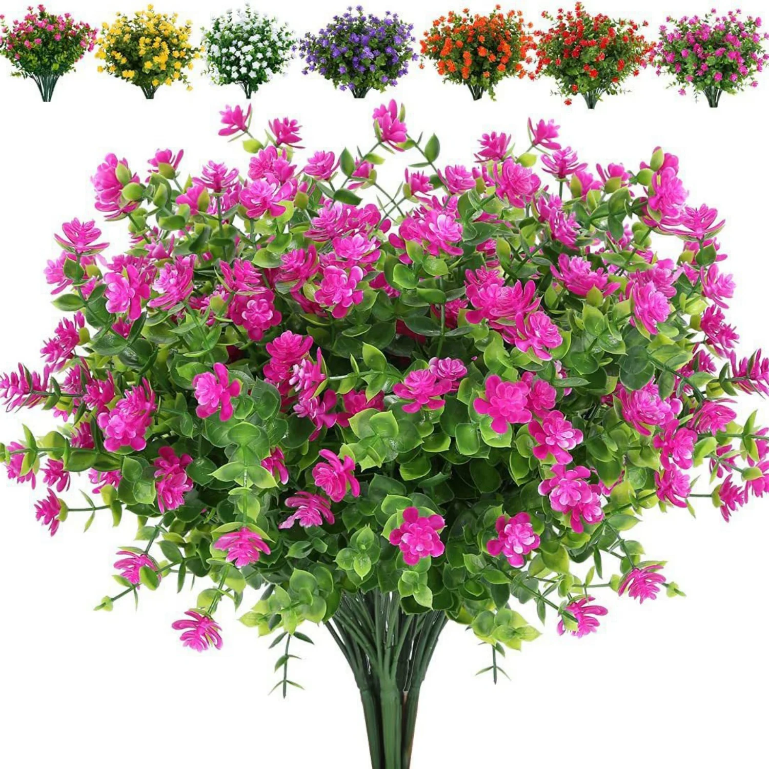 Künstliche Plastikblumen Falscher Eukalyptus-Mehrfarbenstrauß für Hochzeit Brautstrauß Heim Bonsai Festival Dekoration – Detail 8