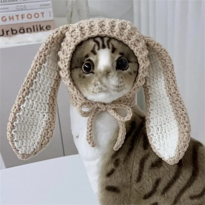 Funny Hand-knitted Dog Cat Hat Cute Cartoon Rabbit Ears Creative Spring  Autumn Winter Pet Novelty Dress Up Head Set Pet holiday - AliExpress 15