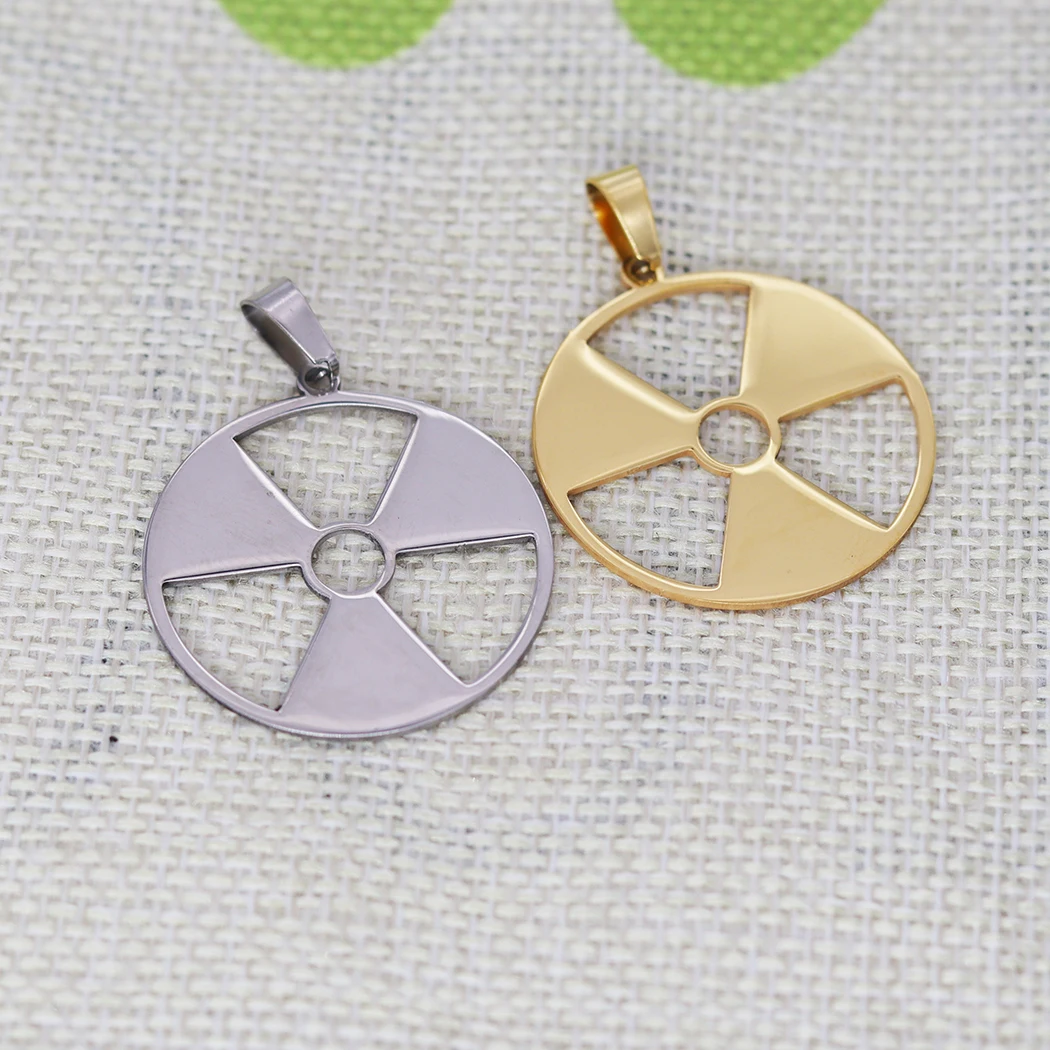

5PCS DIY Stainless Steel Radiation Hazard Charm Pendant Radioactive Hulk Logo Nuclear Emblem Cyber Industrial Sigil Stalker