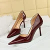 8238-2 Vintage Women's High Heels Thin Heel Shallow Mouth Pointed Side Hollow Out Snake Pattern Single Shoes 2