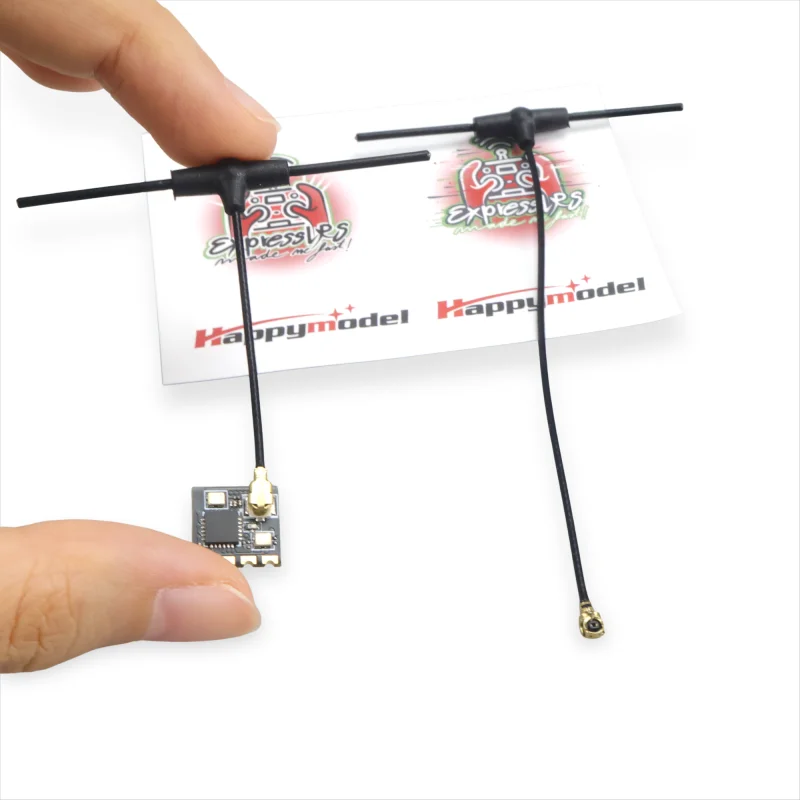 Vue de dessus du récepteur ELRS 2.4G PP/EP1/EP2 pour drone FPV, montrant ses dimensions compactes et ses broches.