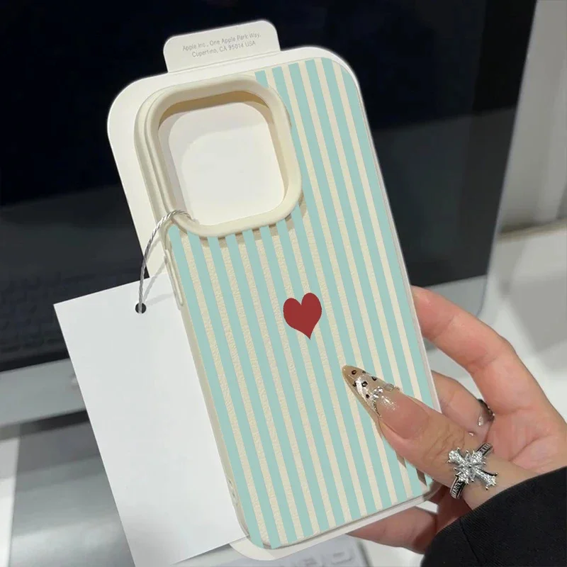 Vibrant Striped Heart Design Phone Case Cover