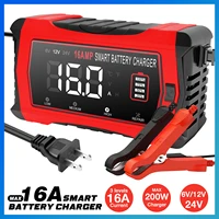 6V 12V 24V 16A Universal Repair Car Battery Charger Intelligent Repair Motorcycle Charger for Lead Acid AGM GEL LiFePO4 Battery