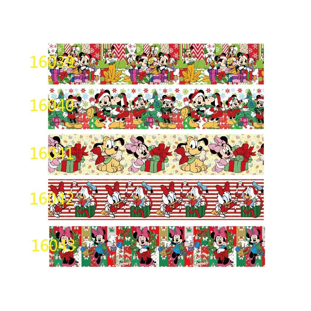 Disney Mickey Mouse Christmas Decoration 25mm Ribbon Grosgrain Printed for  DIY Hair Bows Craft Supplies Handmade Materials