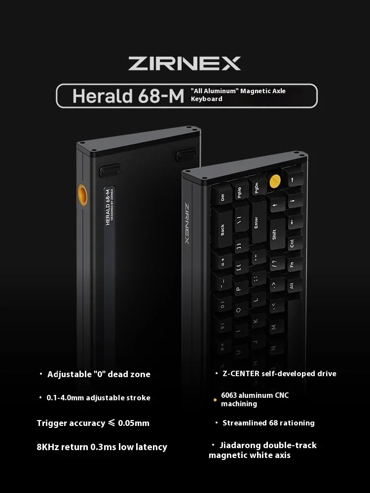 ZIRNEX Herald68-M 마그네틱 스위치 기계식 키보드, 유선 게임용 키보드, 알루미늄 합금 키보드, RGB PC 액세서리, 8K hz