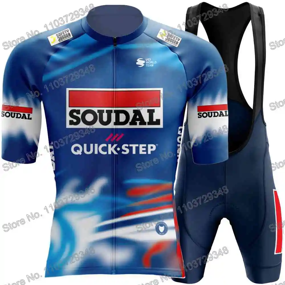 Soudal Quick Step Belgium Cycling Jersey Men's Set Summer Cycling Clothing Road Race Bike Shirt Suit MTB Bicycle Bib Shorts