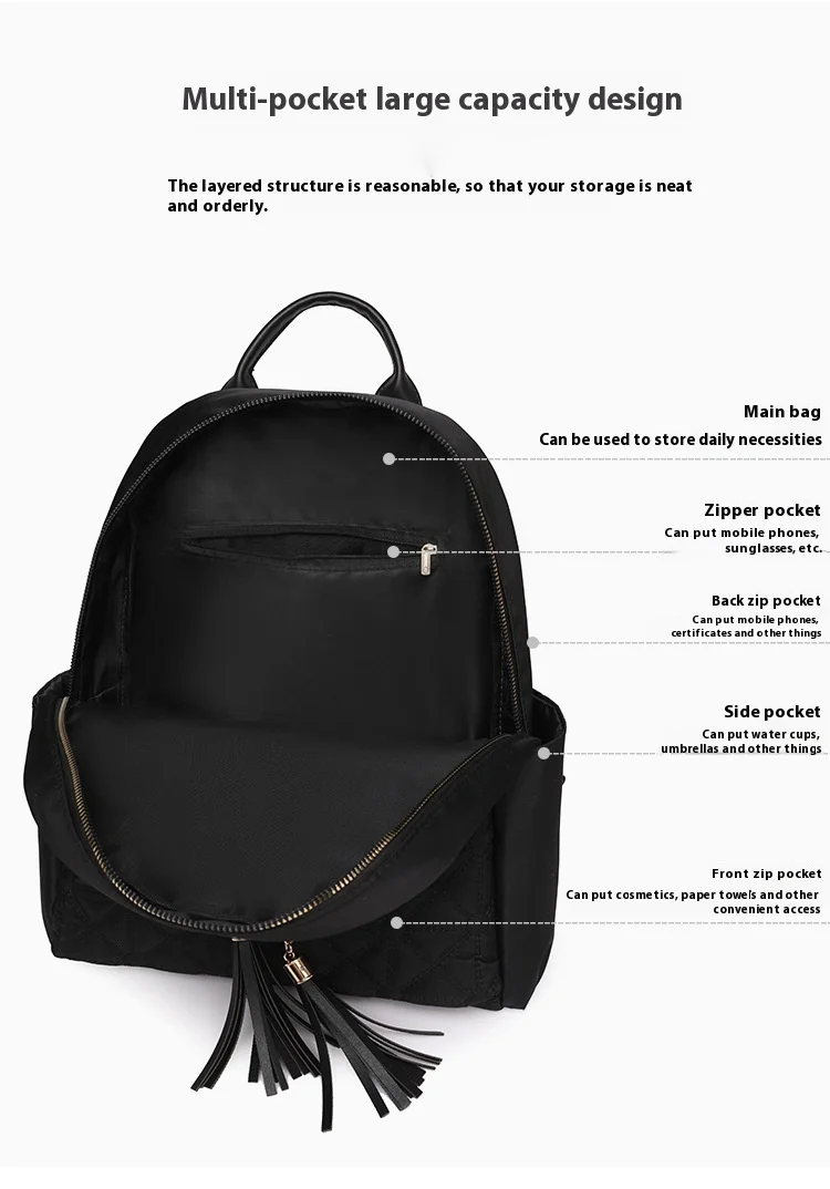Lingge Embroidery Thread Backpack Women's New Style Women's Backpack Versatile Large Capacity Waterproof Travel Backpack_voghion.com