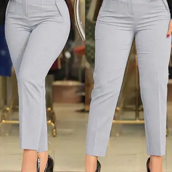 Elegant High Waist Cropped Work Pants for Women Black All-Match Daily Office Formal Wear Fashion Women's Trousers OL
