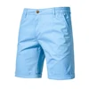 2024 New Summer 100% Cotton Shorts Men Solid Color Elastic Waist Short Pants High Quality Casual Business Social Men's Shorts 3
