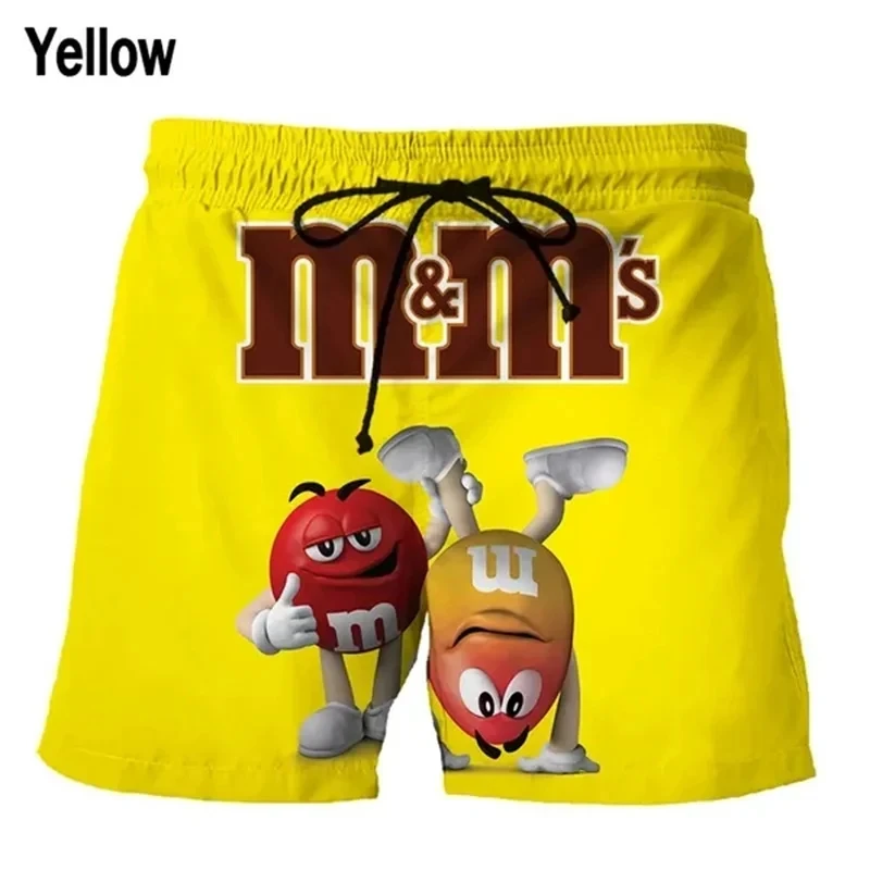 Funny M&M's Chocolate Bean Beach Shorts Men 3D Printing M&M Board Shorts Swimsuit Summer Quick Drying Shorts Sport Shorts 2