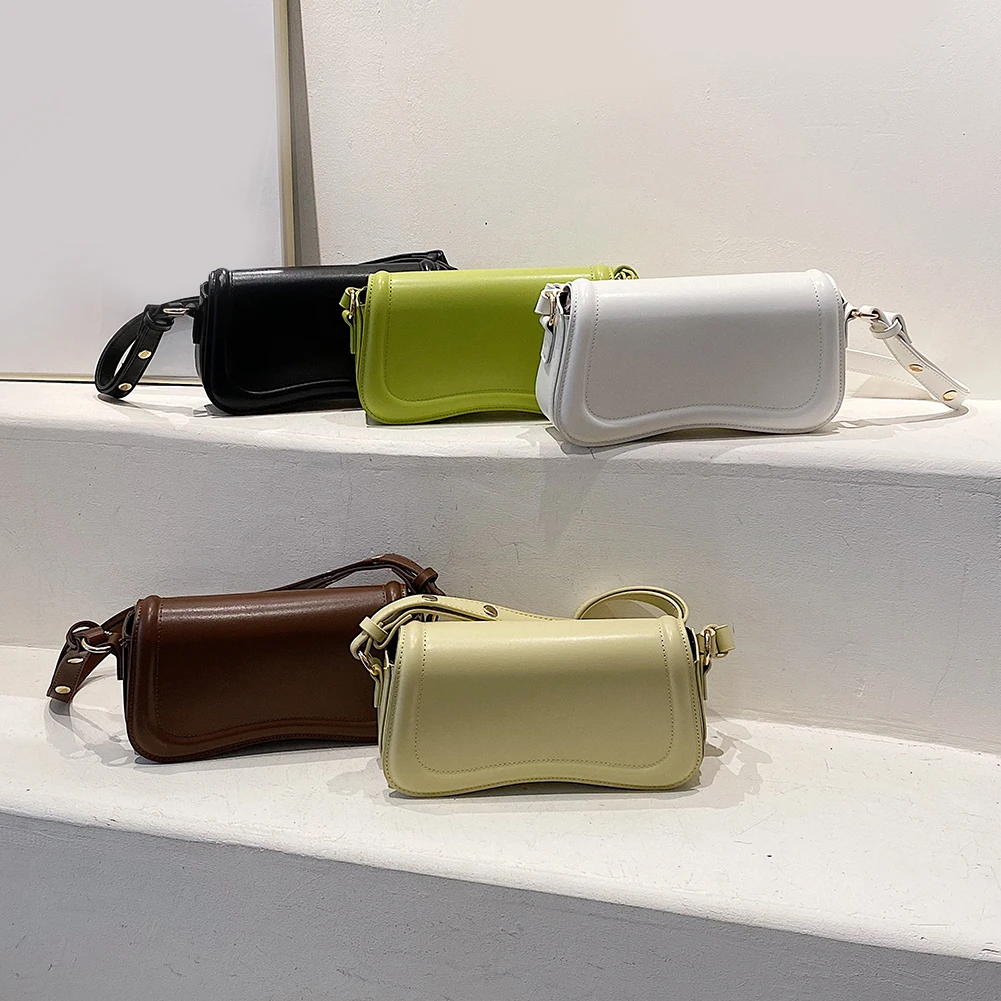 Borsa Hobo Piccola da Donna, Borsa a Tracolla in Pelle Versatile, Borsa a Tracolla Casual Trendy con Patta, Borsa a Spalla da Ragazza - immagine 2