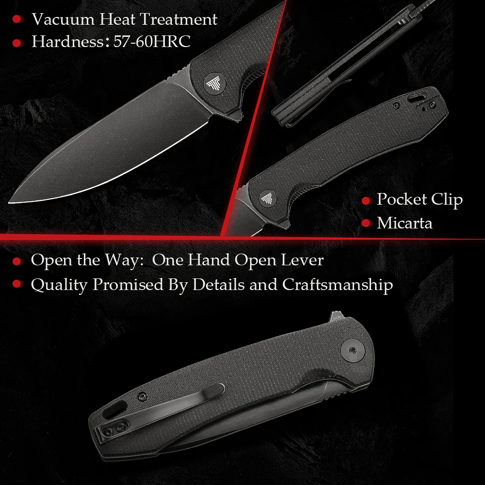 TRIVISA Folding Pocket Knife Men Sharp EDC Camping Knife Clip 3.74" 14C28N Steel Outdoor Tools Micarta Handle folding pocket knife