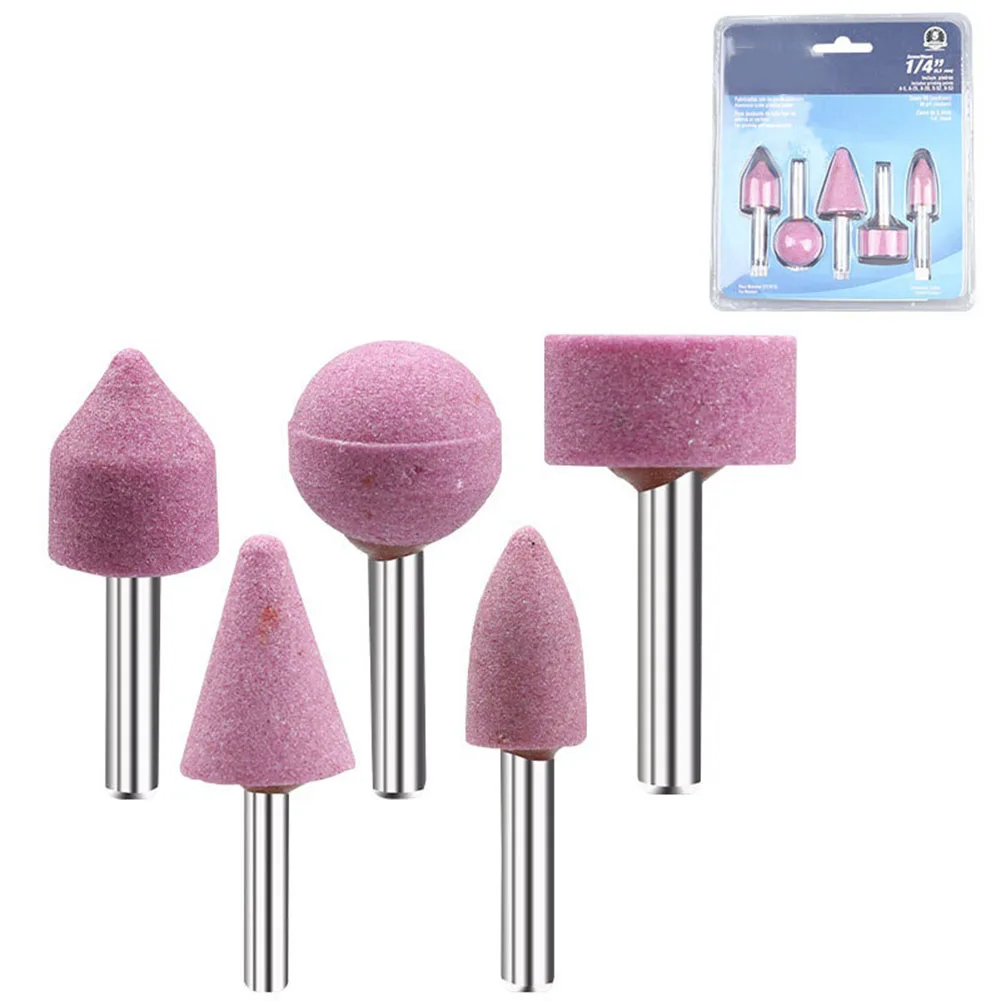 

5pcs 6mm Abrasive Stone Polishing Grinding Head Set Electric Drill Bit Wheel Chrome - Corundum Hand Tool Hardware Accessories