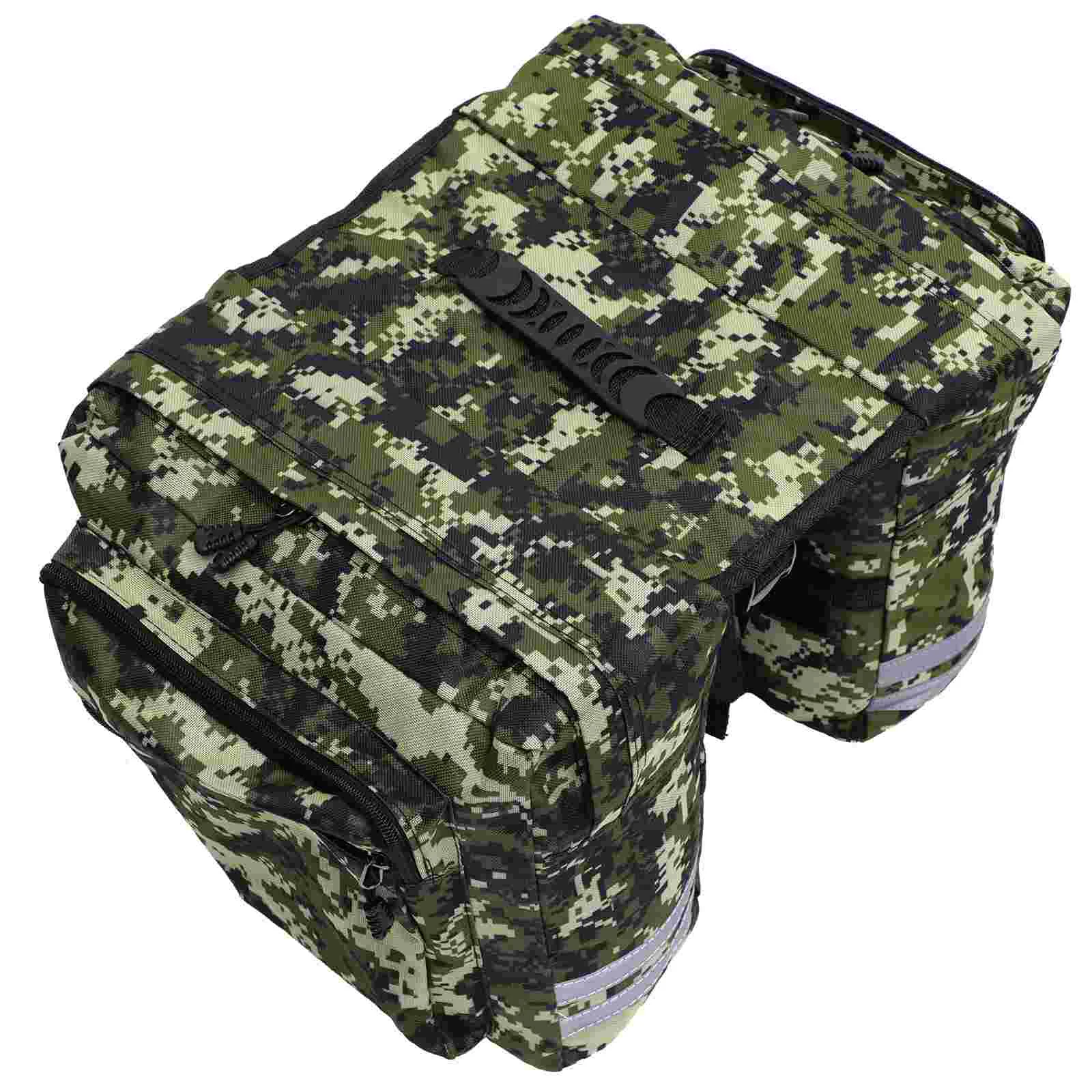 

Waterproof Camo Canvas Rear Seat Bag Saddle Bag Trunk Bag for Mountain Cycling Bike (Green)